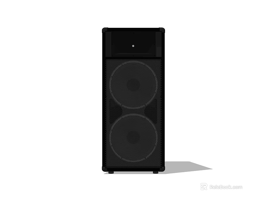 Premium Black Floor Standing Speaker With Dual Woofer And Sleek Design 3d model 