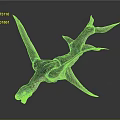 Gray Pterosaur Model With Spread Wings And Red Mouth On Dark Background