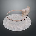 Scenic Ancient Ruins with Circular Stone Platform Ring Structure and Stone Monument in Light Tones