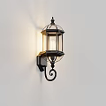 Vintage Outdoor Wall Light With Black Metal Frame Glass Shade And Warm Illumination
