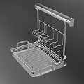 Stainless Steel Kitchen Storage Rack With Hanging Hooks And Tray 3d model