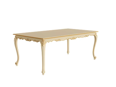 Classic Style White Desk With Carved Details Light Wood Top And Elegant Legs 3d model