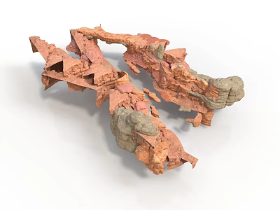 Irregular Natural Textured Red And Gray Rock Structures As Scene Components 3d model
