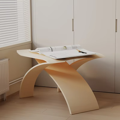 Modern Curved Leg Light Wood Side Table With Magazines In Living Room Corner 3d model Modern Curved Leg Light Wood Side Table With Magazines In Living Room Corner 3d model