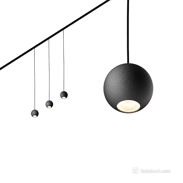 Minimalist Modern Black Spherical Pendant Light With Multiple Illuminated Small Globes 3d model