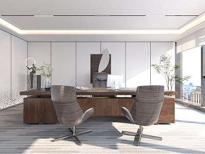 Modern Office Desk and Chair Manager Desk and Chair Boss Desk and Chair 3d model