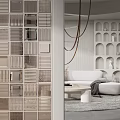 Modern partition glass brick screen partition 3d model