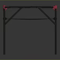 Lightweight Foldable Table Featuring Black Metal Frame Pink Corner Accents Mesh Top And Lower Shelf