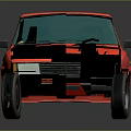 Vintage Red Two Door Car With Shiny Exterior And Dark Background Reflection