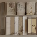 New Chinese Screen Partition Ink Painting Screen 3d model