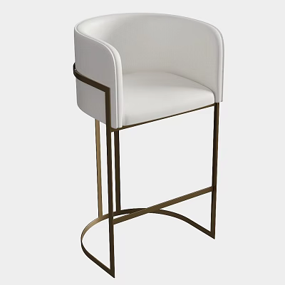 Modern Bar Stool With White Cushioned Seat And Metal Frame Design 3d model
