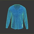 Classic Blue V Neck Long Sleeve Casual Shirt With Side Logo Design