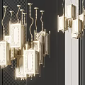 Elegant Modern Chandeliers With Square Shades And Intricate Patterns In Interior Space
