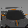 McLaren Super Car With Silver And Orange Streamlined Design Black Roof And Rear Spoiler