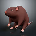 3D Modeled Brown Rat Character With Rounded Body Pink Nose And Claws