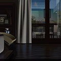 Modern Leisure Chair In Sunlit Room With Wooden Floor And Mountain View Through Windows