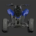 Rugged Terrain Featuring Blue All Terrain Vehicle With Silver Frame And Large Tires