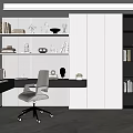 Modern Study Desk Office Desk Multi-functional Bookcase 3d model