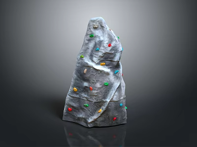 Rock Shaped Indoor Climbing Wall With Colorful Holds For Training 3d model