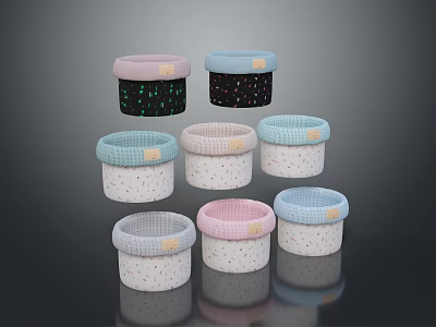 Colorful Crocheted Hats With Various Patterns And Soft Textures 3d model
