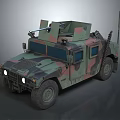 Military Armored Vehicle With Camouflage Paint Mounted Weapon System Antenna And Heavy Duty Tires