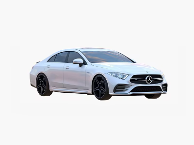 White Mercedes Benz Sedan With Modern Design And Black Wheels Front Grille 3d model