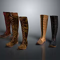 Stylish Knee High Boots In Various Colors With Lace Up Design And Patterned Leather Details
