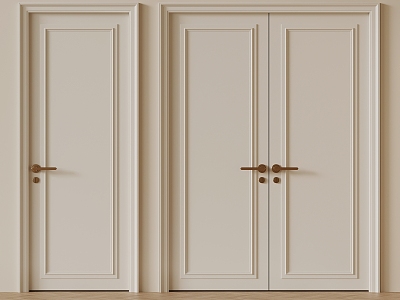 French Cream Double Door Single Door Swing Door Wooden Door model