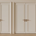 French Cream Double Door Single Door Swing Door Wooden Door 3d model