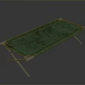 Green Folding Camping Bed With Metal Frame And Portable Outdoor Design