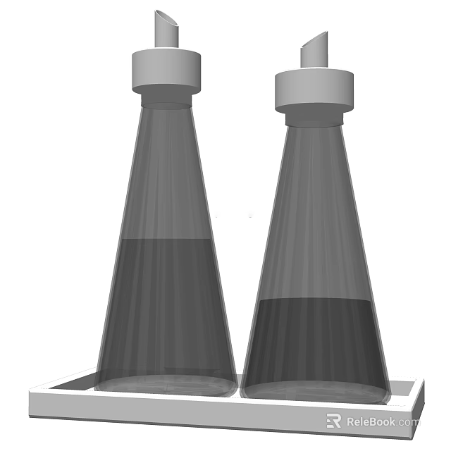 Sleek Conical Spice Bottles With Transparent Glass And White Lids For Kitchen Seasoning Storage 3d model 