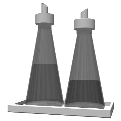 Sleek Conical Spice Bottles With Transparent Glass And White Lids For Kitchen Seasoning Storage 3d model