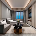 Modern Hotel Guest Room Interior With Sofa Bed Coffee Table TV And Large Window