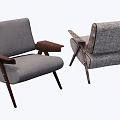 Comfortable Modern Dining Chairs With Gray Fabric Wooden Armrests And Legs