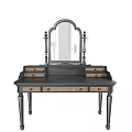 Classical Black Dressing Table With Mirror And Rattan Drawers Design 3d model