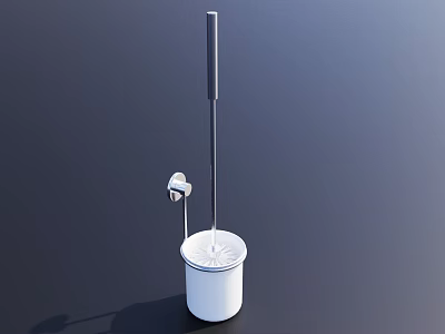 Modern Bathroom Accessories Toilet Brush Set With White Holder And Metal Handle 3d model