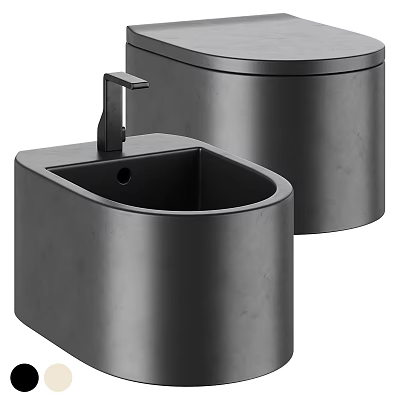 Sleek Modern Matte Black Toilet Design With Matching Ceramic Sink Fixture 3d model
