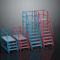 Industrial Blue And Red Scaffolding Design With Platforms Ladders And Sizes