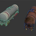 New Silver With Red Stripe And Old Rusty Brown Railway Oil Tanker Cars