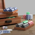 Wooden Board Game Equipment Set With Playing Cards Poker Chips Dice And Storage Case