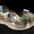 Tobacco And Alcohol Store Booth Design With ITG 600 Sign Curved Structure Tables Green Plants