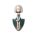 Cute Cartoon Girl Figurine In Blue Dress With Flower Pot Base For Home Decor