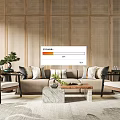 New Chinese Style Sofa Coffee Table Combination Furniture Sofa Coffee Table Combination 3d model
