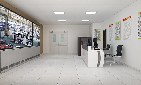 modern monitoring room 3d model