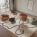 Modern Single Sofa Cream Single Sofa 3d model