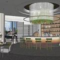 Sales Office Water Bar Counter Bar Counter Rest Area Bar Counter Chair Combination Dining Table and Chair Combination Wine Plant 3d model