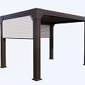 Outdoor Modern Metal Pergola Structure Featuring Columns And Louvered Roof Design