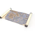 Ancient Unfolded Scroll Map With Geographical Patterns And Wooden Rollers