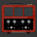 Red Base Home Electronic Device Featuring Black Blocks Vacuum Tubes And Meters 3d model