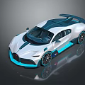 White And Blue Modern Luxury Sports Car With Sleek Design And Rear Spoiler